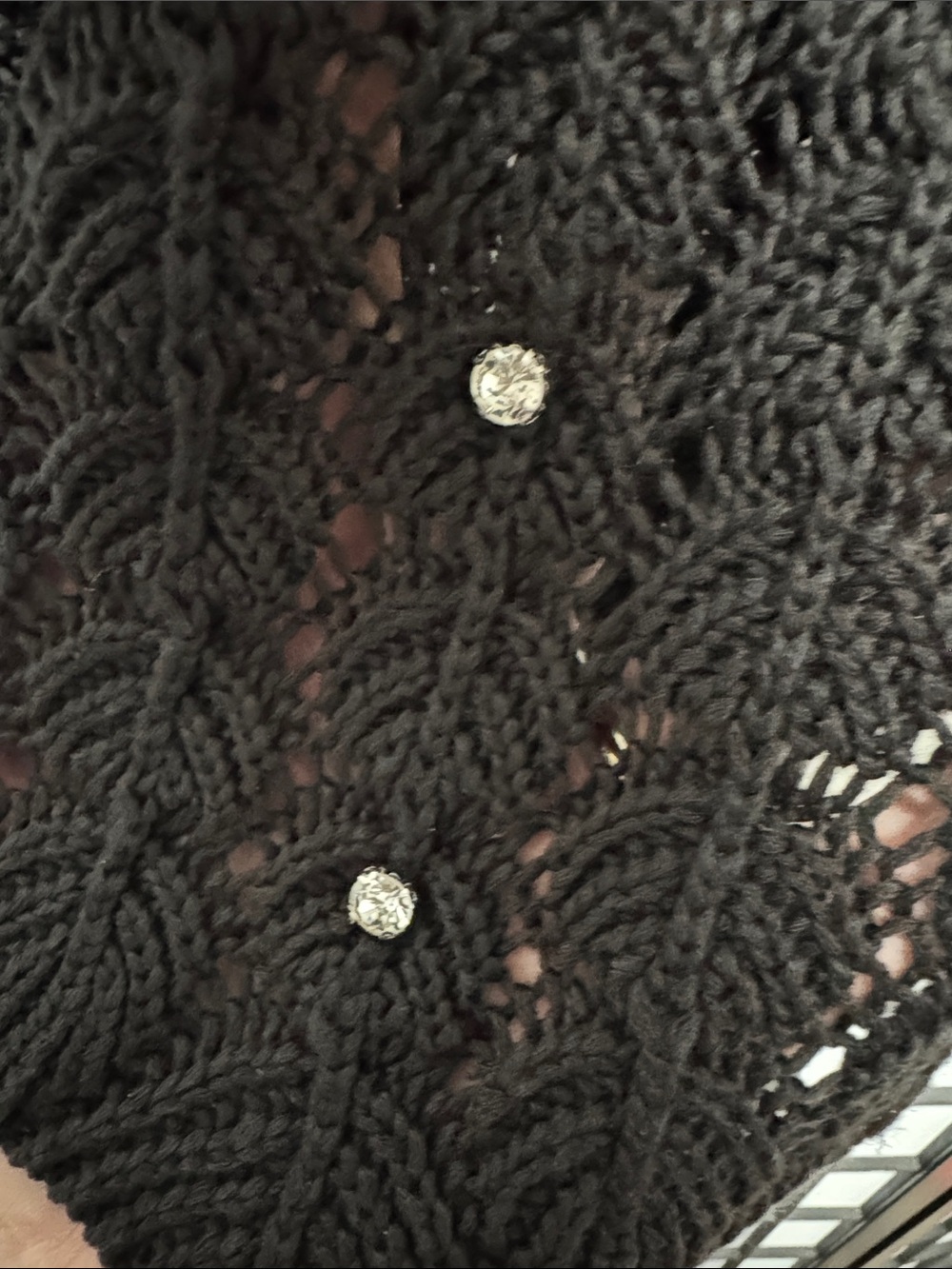 Generation Love Sol Crystal Pointelle Knit Tank in Black, size XL - Picture 9 of 11